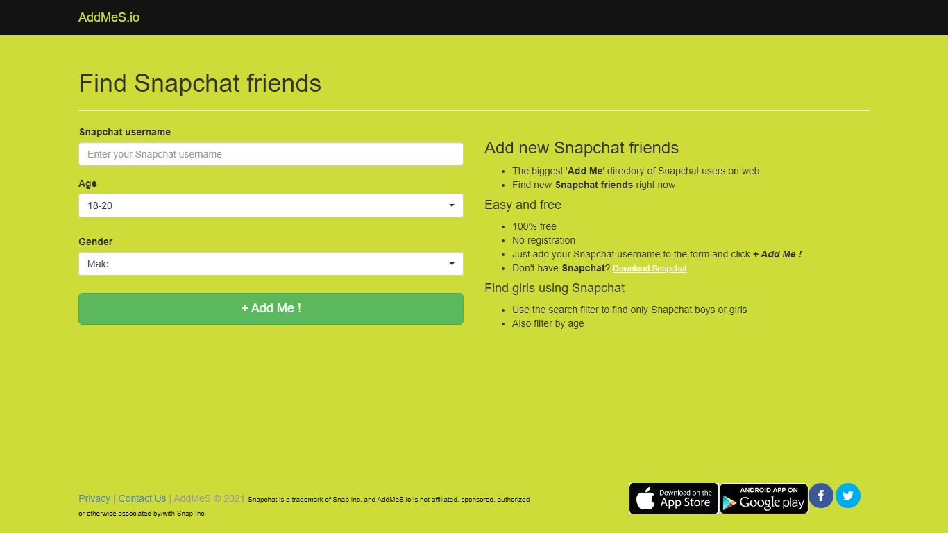 AddMeSnaps - Find Snapchat Friends